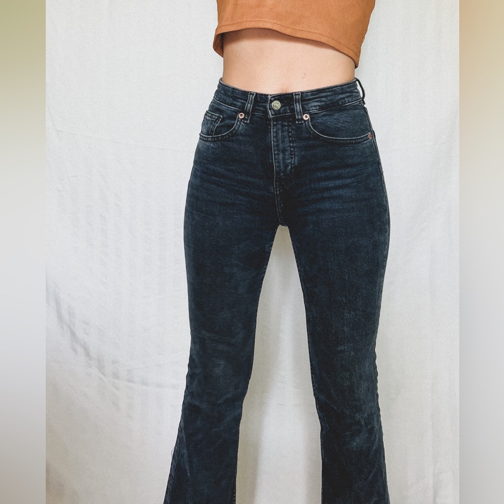 ZARA black mini flare leg jeans